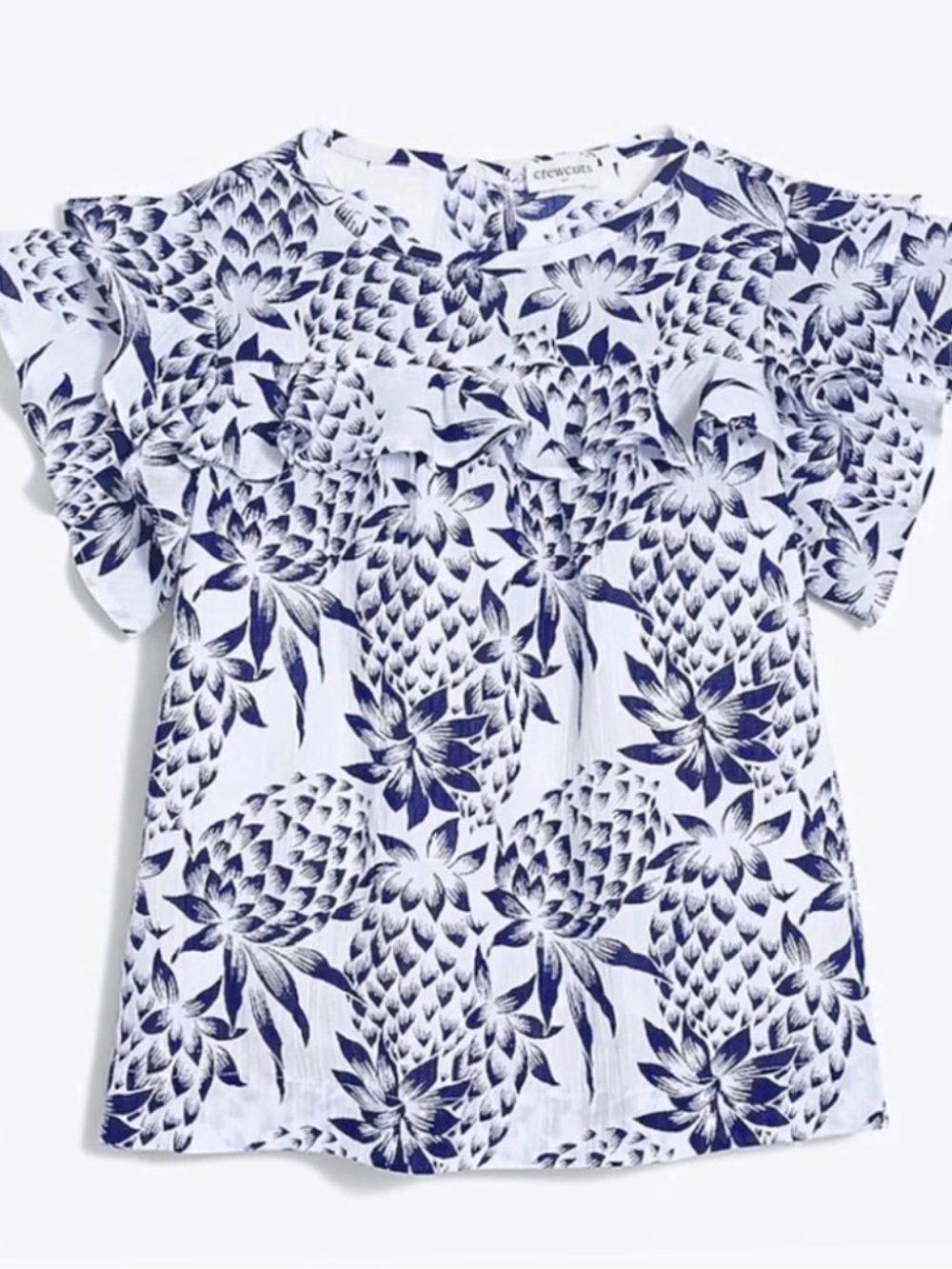 J. Crew|Crewcuts Cotton Gauze Pineapple Ruffle Top